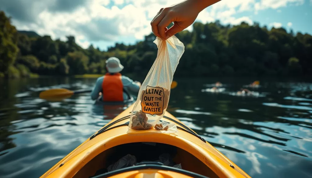 Proper waste disposal while kayaking