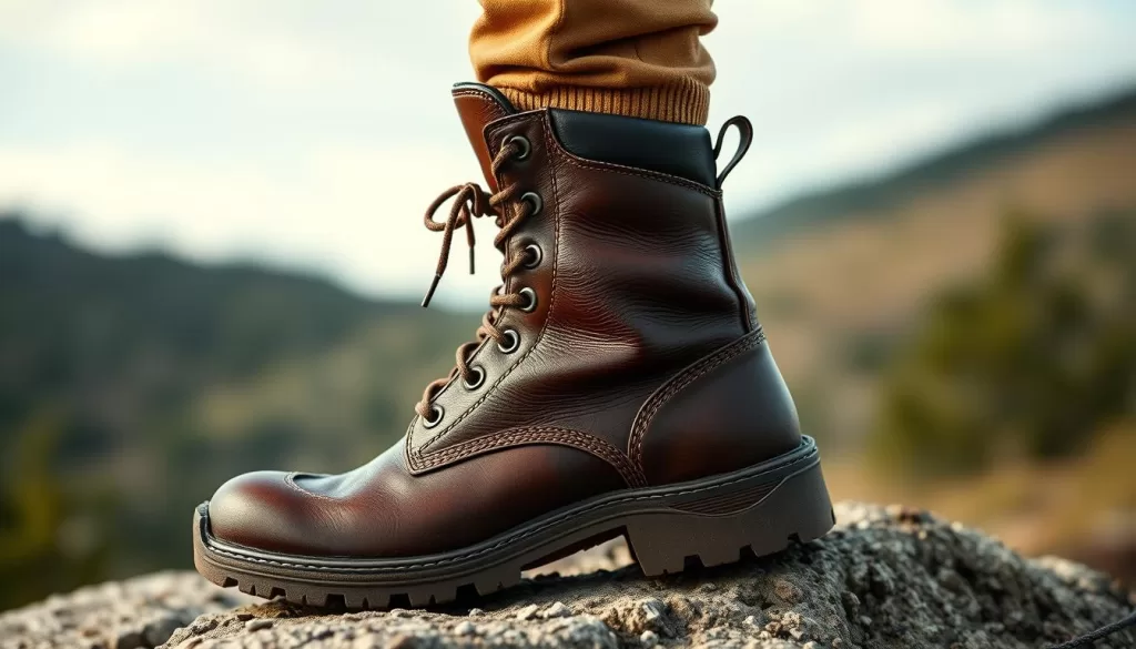 stylish leather hiking boots